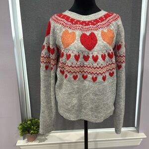 Heart Pattern Gray Sweater